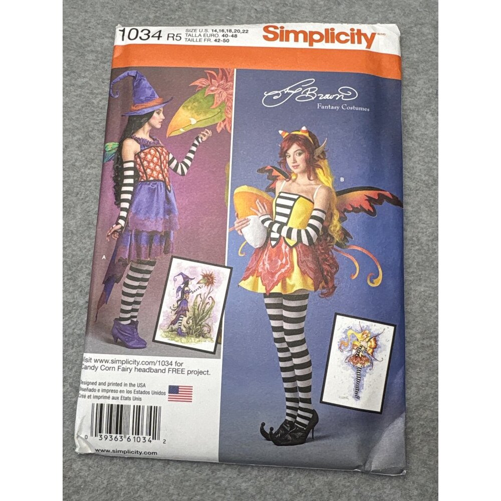 Simplicity 1034 Size 14 16 18 20 22 Candy Corn Fairy Costume Sewing Pattern Uncu